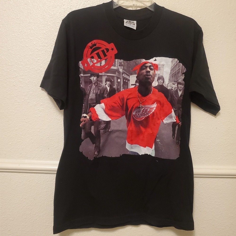 Vintage PRO Athletic Tupac Shakur x The Beatles Crossover T-Shirt Men's M RIP